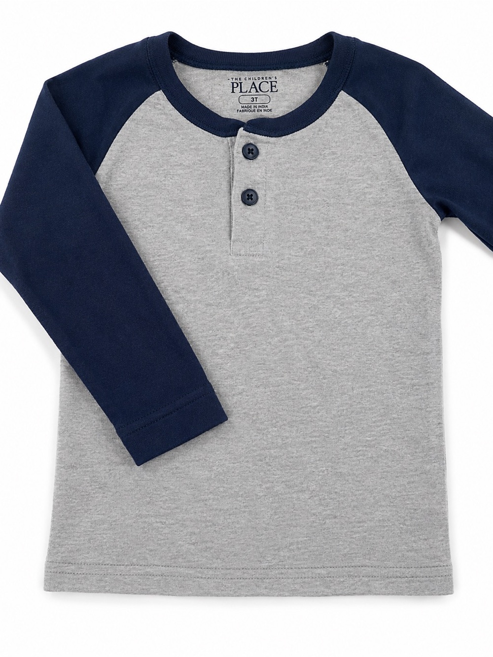 The Children's Place Gray & Navy Raglan Henley Long-Sleeve Tee